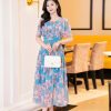 ĐẦM XÒE TƠ HOA XANH MÍ NGỰC